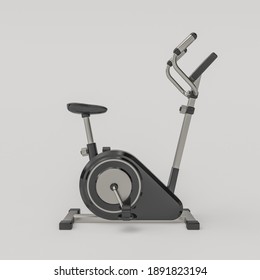 3d Render Illustration Of Exercise Bike. Modern Trendy Design. White And Black Colors.