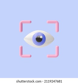 3d render illustration of eye scan
. Simple icon for web and app. Modern trendy design. Isolated on blue background.