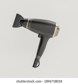 3d render illustration of 
hair dryer. Modern trendy design. White and black colors.