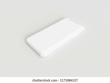 3d Render Illustration Hand Holding The White Smartphone With Full Screen And Modern Frame Less Design - Isolated On White Background 