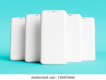 3d Render Illustration Hand Holding The White Smartphone With Full Screen And Modern Frame Less Design - Isolated On White Background 