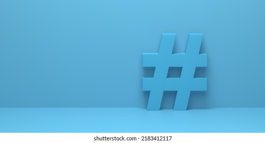 3D Render, 3D Illustration. Hashtag Search Link Symbol In Social Media Notification Icon. Concept Of Comments Thread Mention Or Micro Blogging Pr.