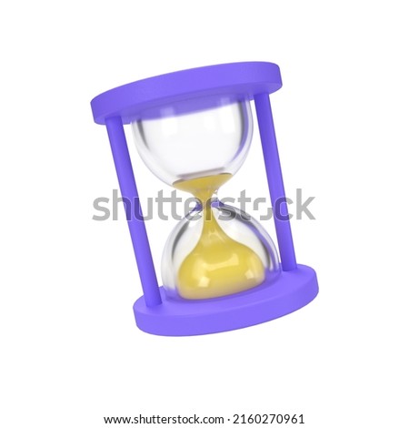 3d render illustration of hourglass. Simple icon for web and app. Modern trendy design. Isolated on white background.