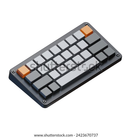 3D Render Illustration Icon Mechanical Keyboard Isolated Computer Laptop PC