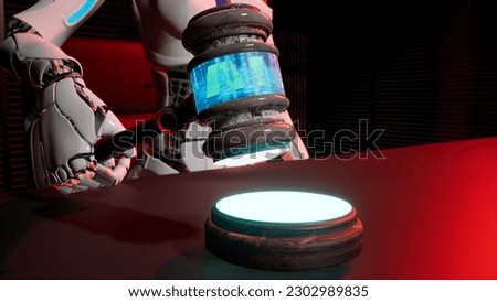 3d render illustration of judging artificial intelligence with hammer of justice and table closeup
