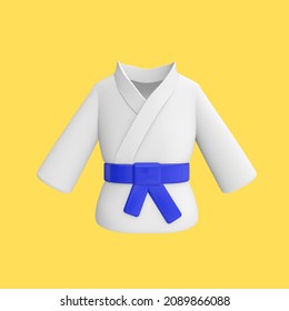 3d Render Illustration Of 
Kimono, Uniform For Taekwondo. Sports Theme. Modern Trendy Design. Simple Icon For Web And App. Isolated On Yellow Background.