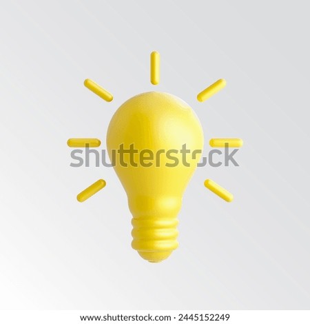 3d render illustration of light bulb for idea and lighting. Simple light bulb icon for web and app. Light bulb 3D Illustration. Isolated on white background.