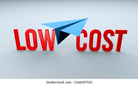 3d render illustration of low cost flights concept