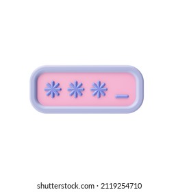 3d render illustration of PIN code entry. Simple icon for web and app. Modern trendy design. Isolated on white background.