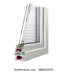 3d Render Illustration Plastic Windows Section Stock Illustration ...