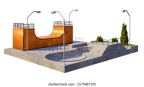 3d Render Illustration Skate Park Diorama