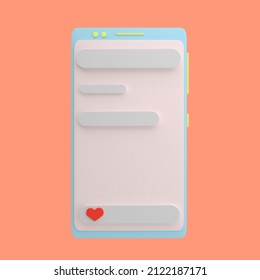 3d render illustration smartphone, Application and social media concept, communication, messenger.