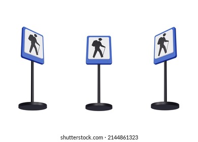 3d Render Illustration Traffic Signs Of Cross Country Route