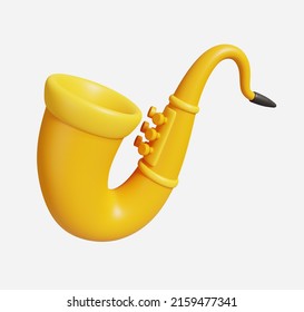 3D Render Illustration, Trumpet musical instrument minimal icon isolated on white