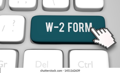 3D Render Illustration Of W-2 Form Online Submission 