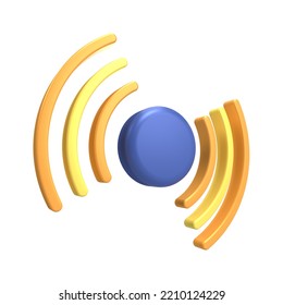 3d Render Illustrations Of Frequency Or Rss Feed Icon For Music Event, Podcast, Broadcast, Similar Event. With A Simple And Modern Style And Fun Colors.