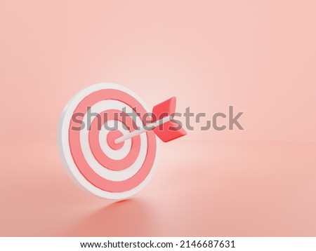 3d render illustrator catoon stype3d arrow target icon on red background. business goal success concept. planning strategy achieve. 3d render illustrator minimal style. copy space for text input.