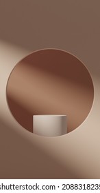 3d render image of brown and cream color empty space podium for product advertisement