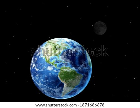 3d render, image of earth with moon in space.
