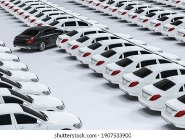 3D render image of a fleet of luxury cars representing unique concept for luxury lifestyle  