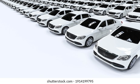 3D render image of a fleet of luxury cars