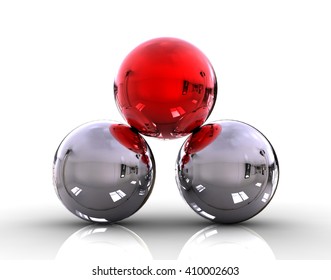 3D render image of group of sphere representing leadership concept / Leadership Concept