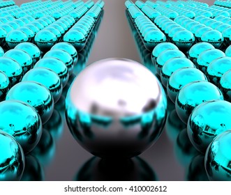 3D render image of group of sphere representing leadership concept / Leadership Concept