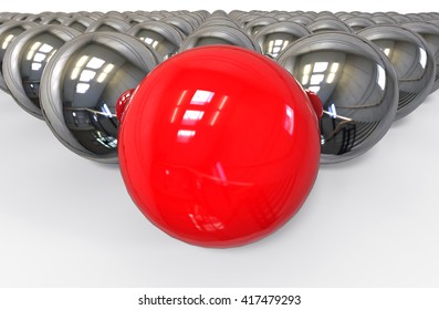 3D render image of a group of sphere representing a business Team Leader / Business Team Leader