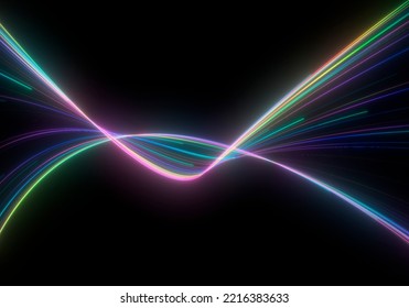 3D Render Image Of Multi Colored Streaks Background