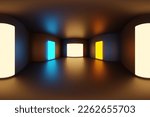 3d render image of panoramic equirectangular 360 view studio lights image for 3d environment 