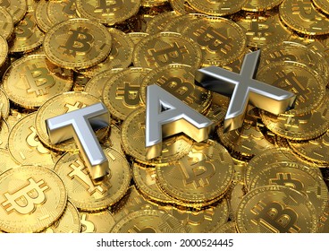 3D Render Image Of A Pile Of Coins With The Text Tax On Top Representing Crypto Taxes