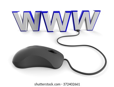 3D render image representing a colored text WWW / www concept