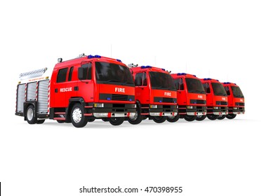 3D Render Image Representing An Emergency Vehicles Fleet / Emergency Vehicles Fleet