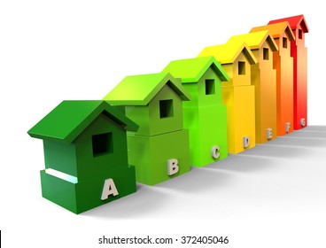 3D render image representing Energy efficiency  concept in house shapes / Energy Efficiency concept 