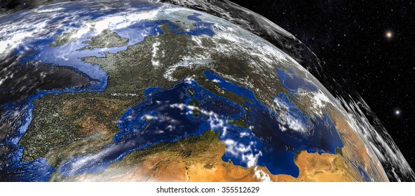 3D render image representing Europe viewed from space / Europe viewed from space 