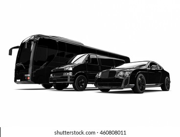 3D Render Image Representing An Luxury Car Hire Fleet / Luxury Transportation