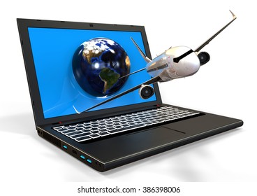 3D render image representing Online Global Airplane travel / Online Global Airplane Travel