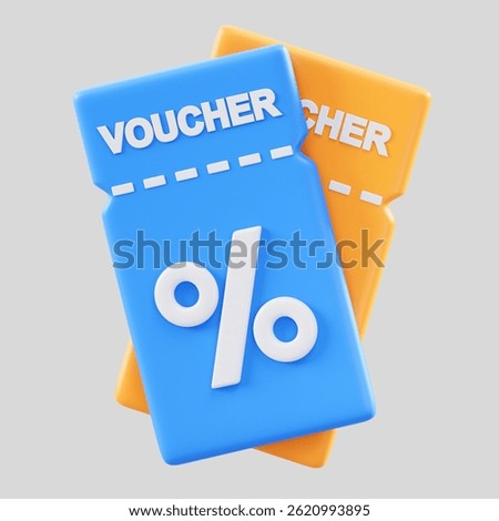3d render image of voucher with yellow and blue color combination