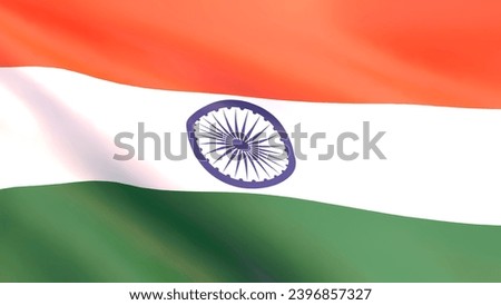 3D render - Indian flag fluttering in the wind.