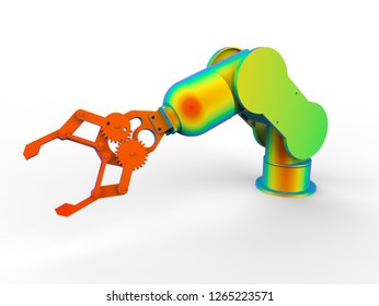 3D render - industrial robotic arm analysis