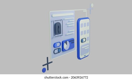 3d render interface phone browser