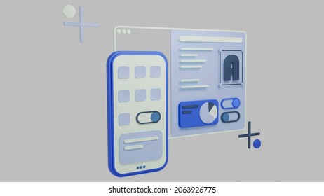 3d render interface phone browser