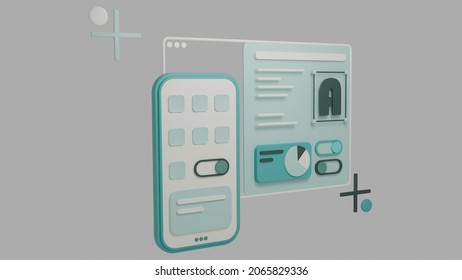 3d render interface phone browser
