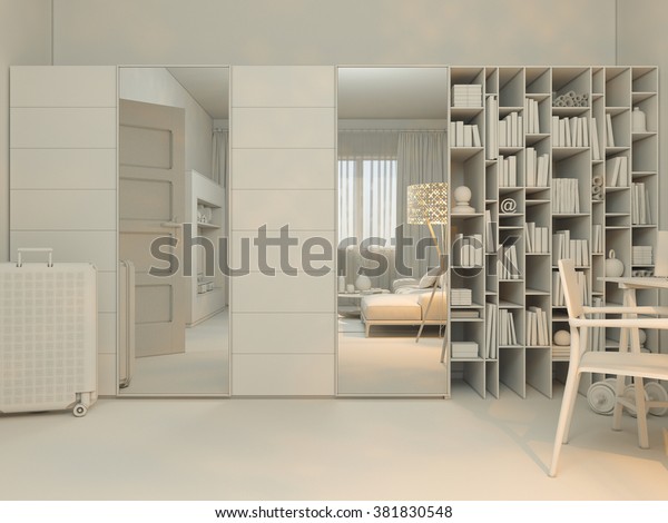 3d Render Interior Design Living Studio Stock Illustration 381830548