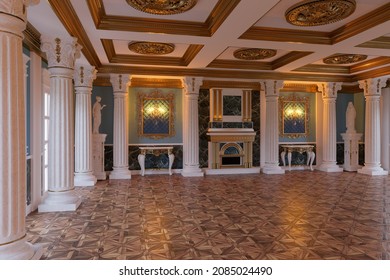 3d render of the interior of the hall in a classic style