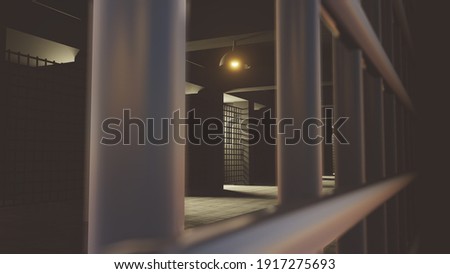 3D render. 3d interior jail corridor prison illustration