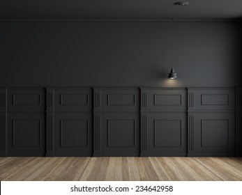 3d render of interior with panels on wall