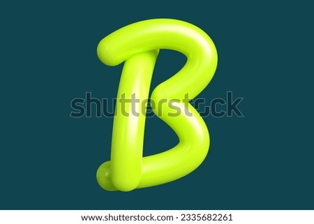 3D render interlaced font letter B in lime green. Graphic resource suitable for prints, artworks, mood boards and web advertisings. High quality 3D illustration.