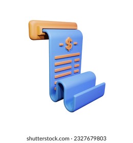 3d Render Invoice Icon Illustration