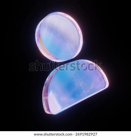 3D Render Iridescent Gradient Glass User Icon